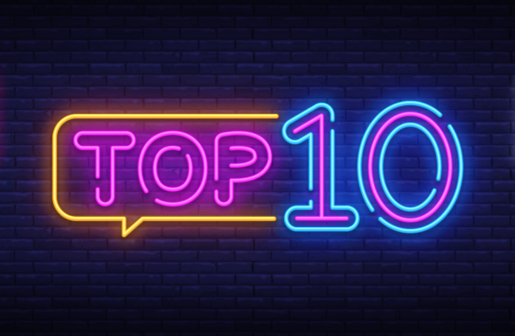 Neon sign reading top 10