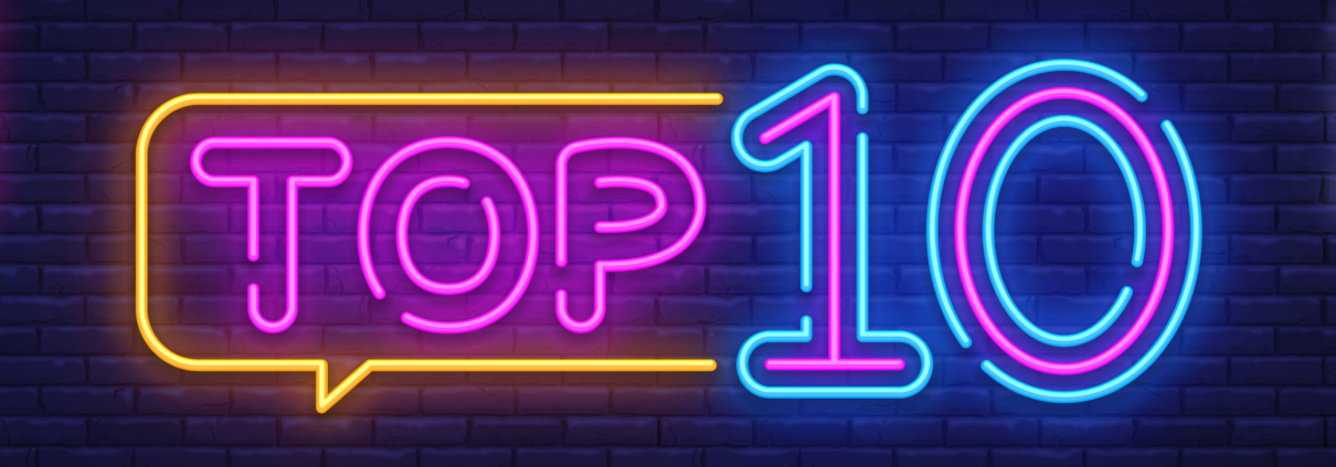 Neon sign reading top 10